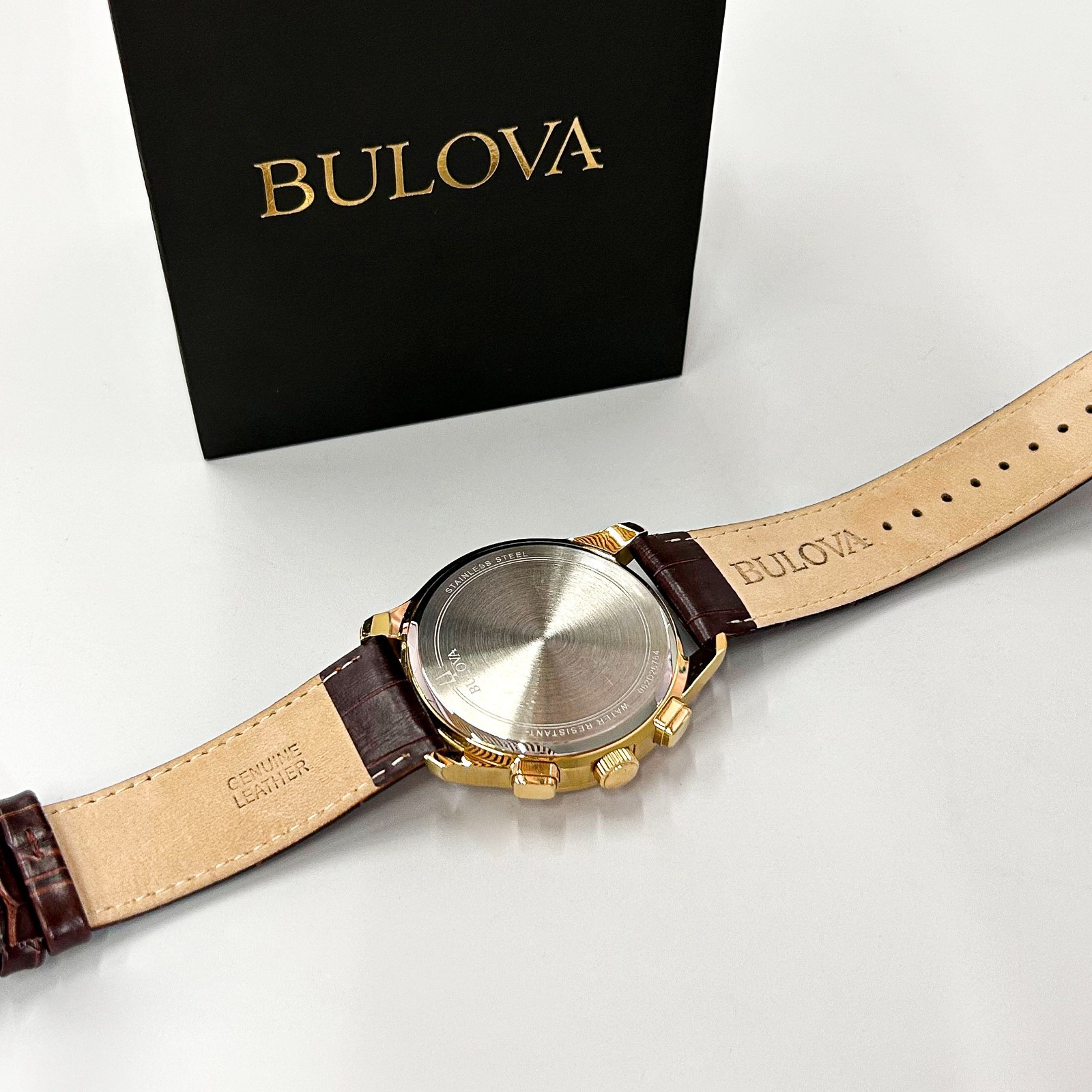 Bulova Men’s Classic Wilton 97B169 White Dial Brown Leather Quartz Watch 46mm