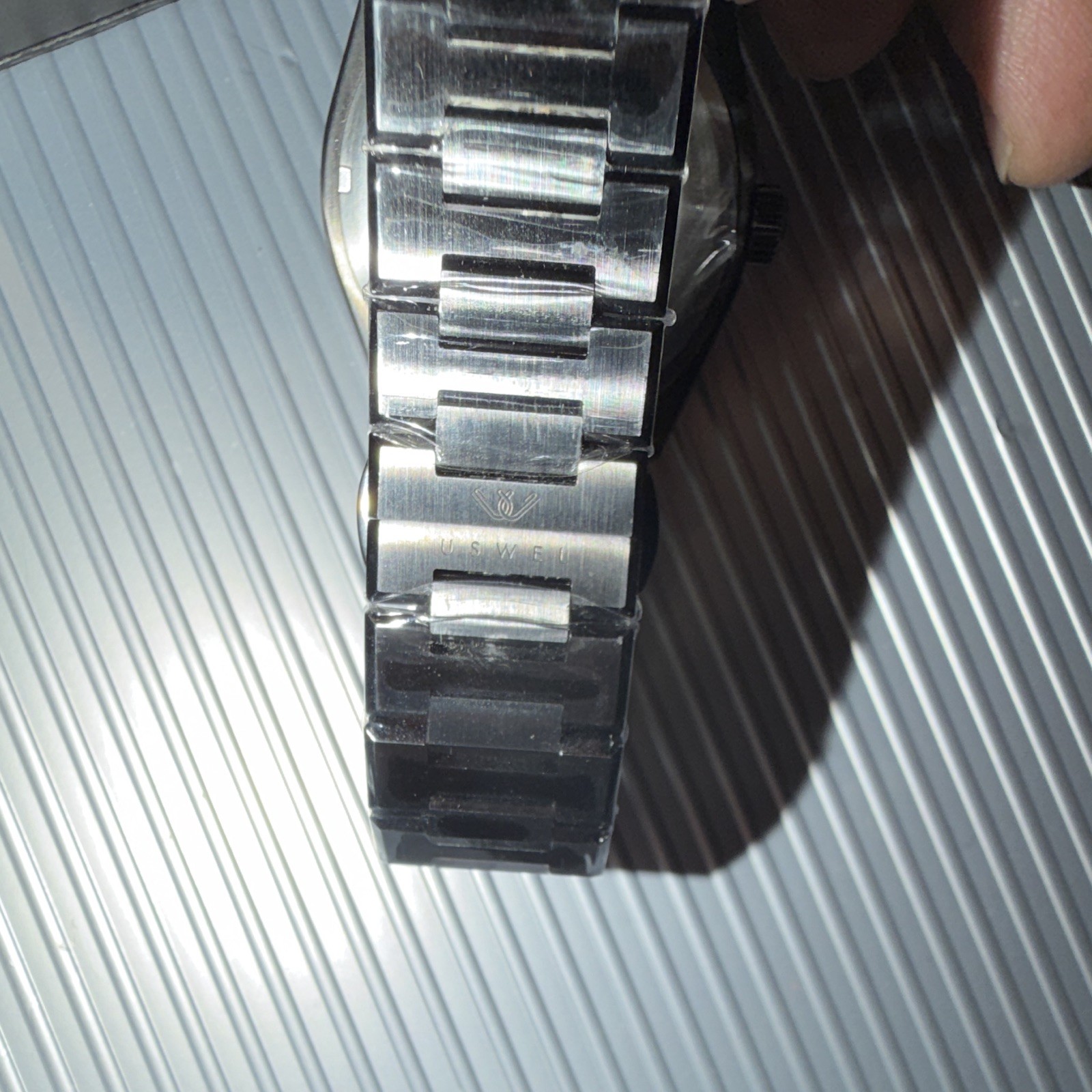 Uswel Star Dust 21J Automatic Watch 100m Stardust Dial Date Exhb Back Box