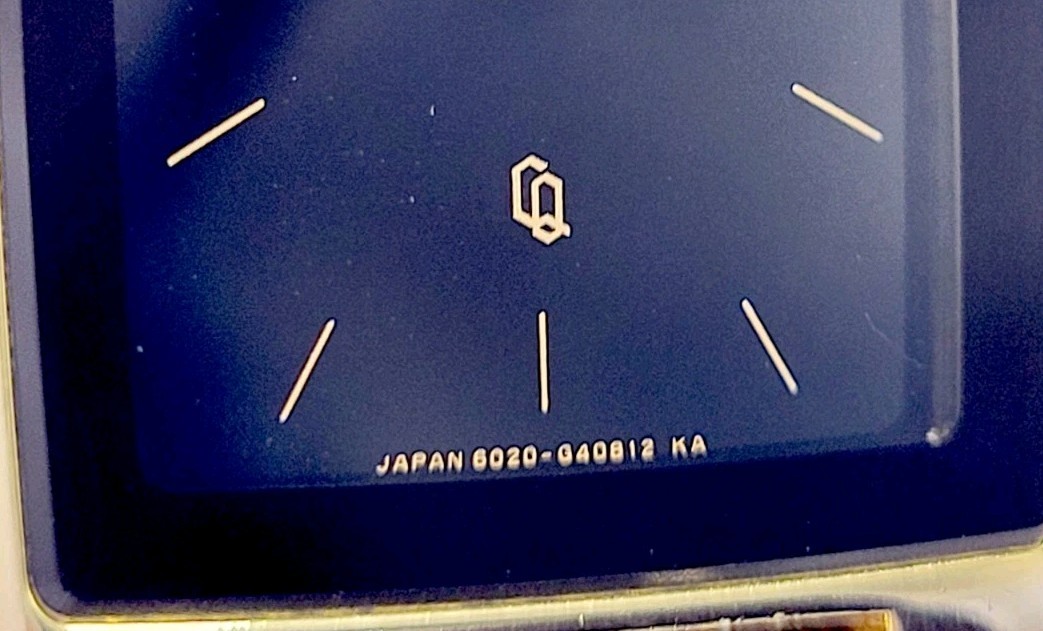 [N. MINT] 1987 Citizen Tank Quartz Men’s Watch Black Gold Tone New Battery 7.7″