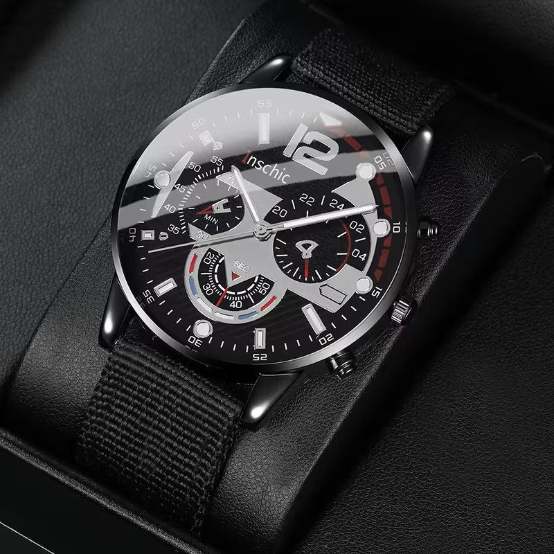 10PCS Men’s Quartz Watch Set Analog PU Silicone Band Casual Gift Collection