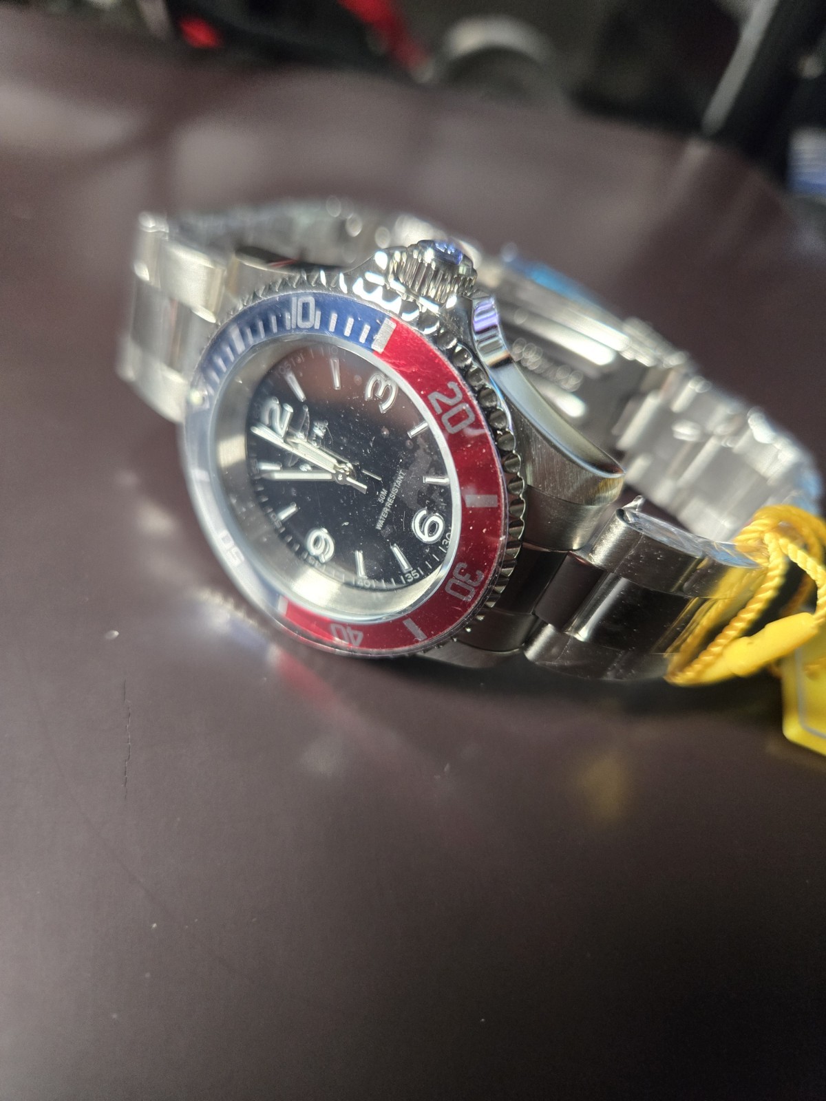 Invicta Men’s Quartz Diver Sport Black Dial Red/Blue Rotating Bezel 50m SS