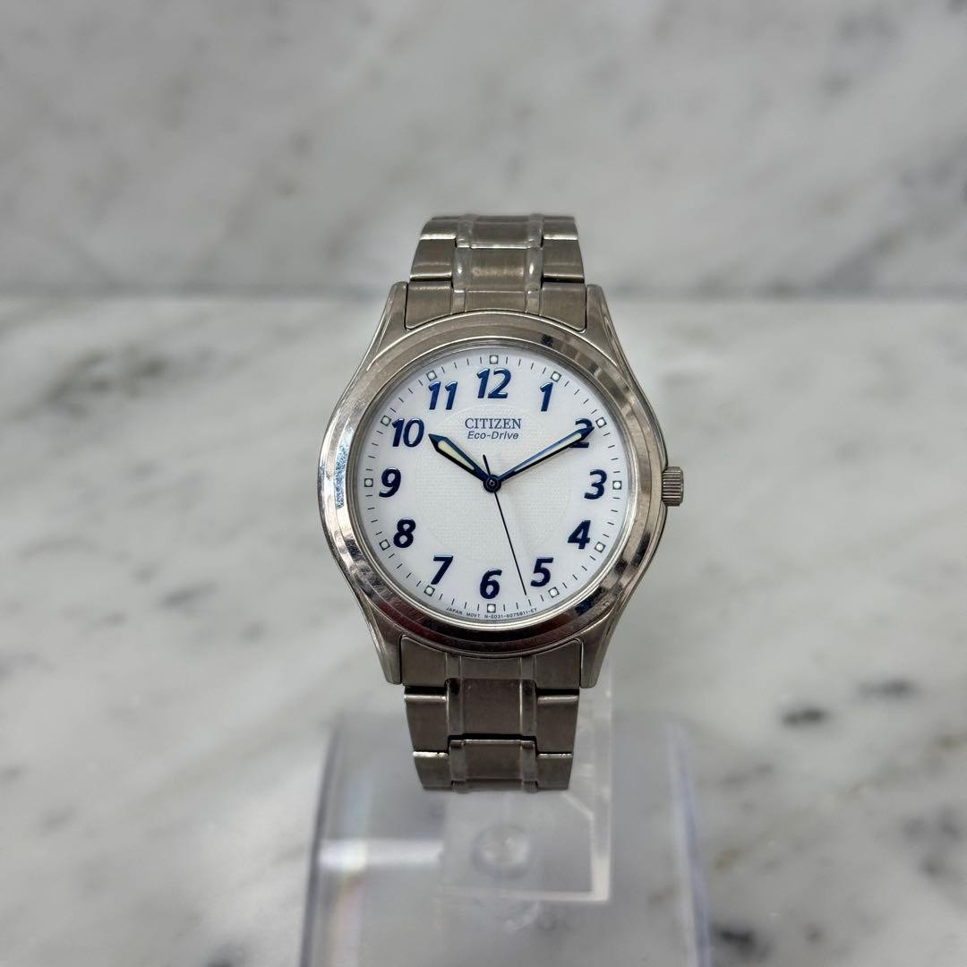 CITIZEN Eco-Drive Watch, Citizen E031, Silver, Blue, White