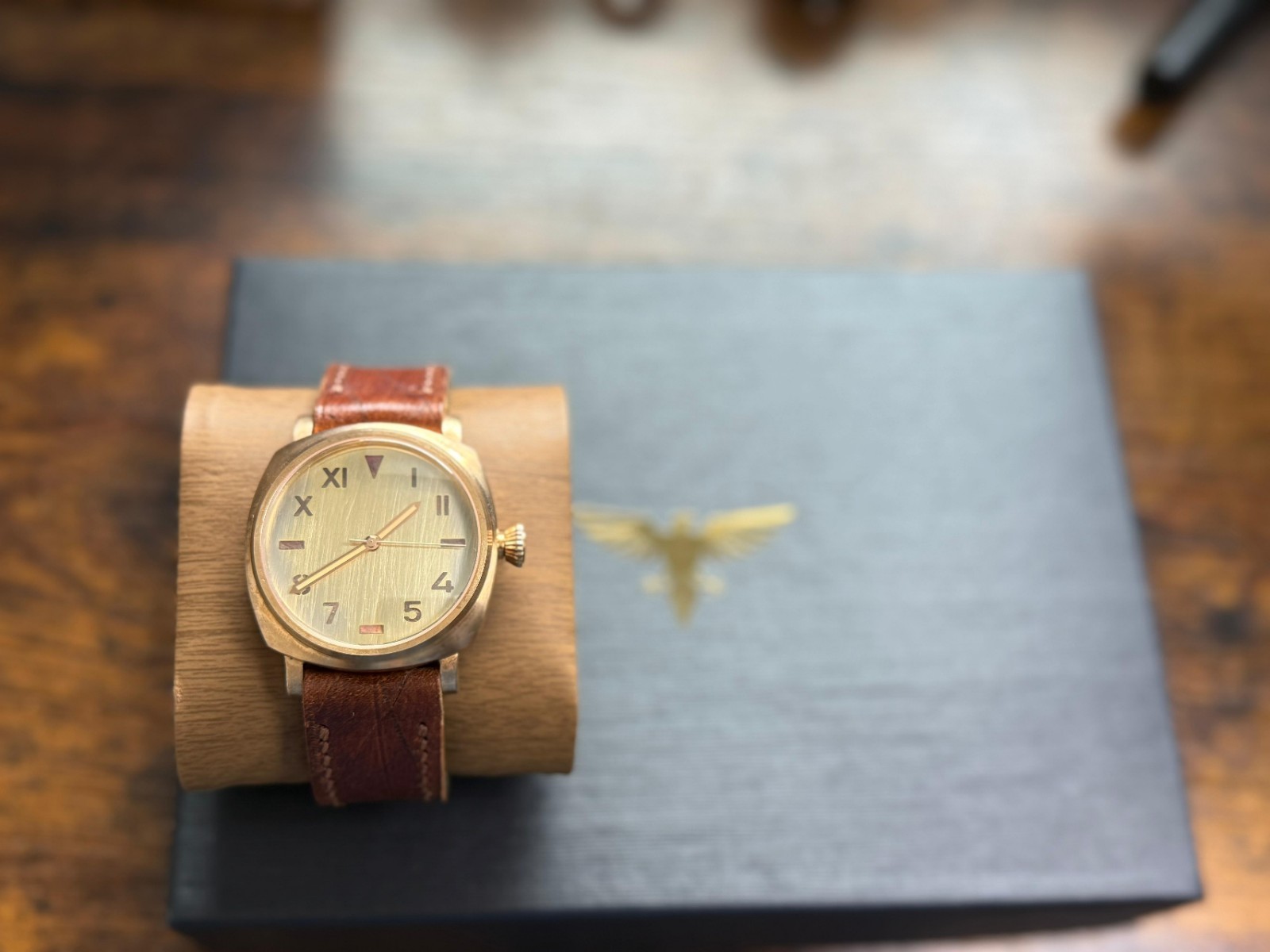 Bespoke bronze built Watch Nh35 Automatic Movement Handmade strap