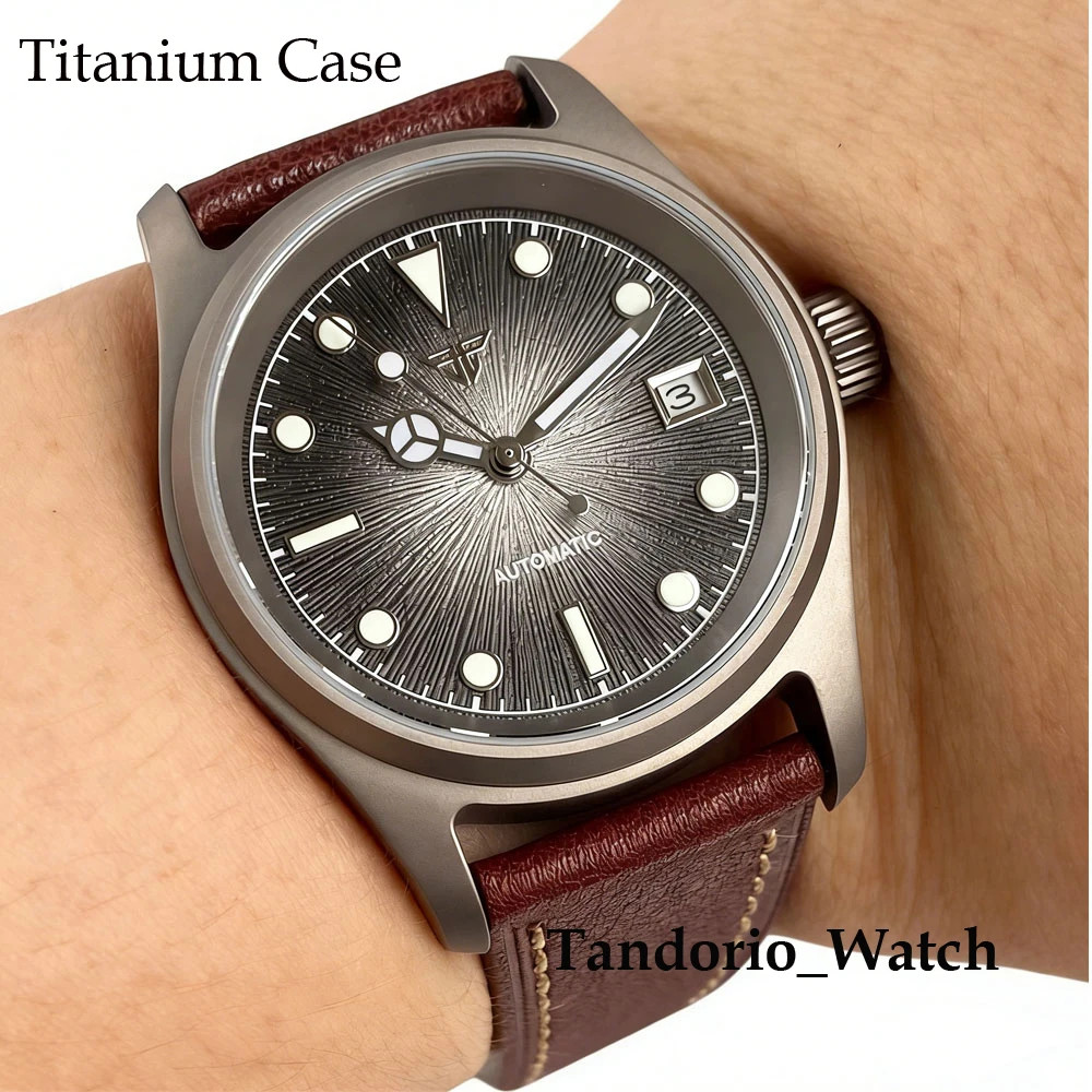 Tandorio 36mm 20ATM Titanium Automatic Pilot Diver Men’s Watch Sapphire Glass