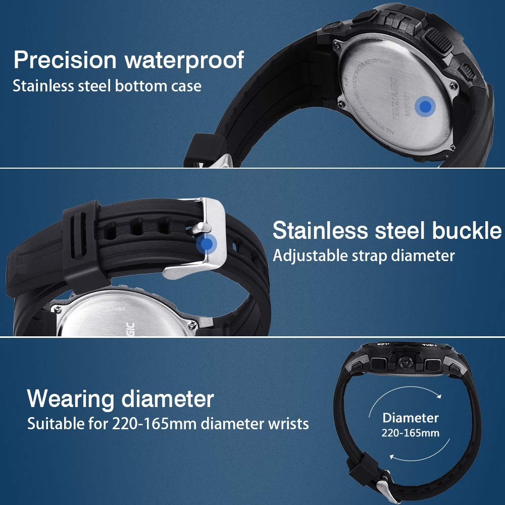 TEKMAGIC Digital Watch 100m Underwater Waterproof for Swimming Diving with…