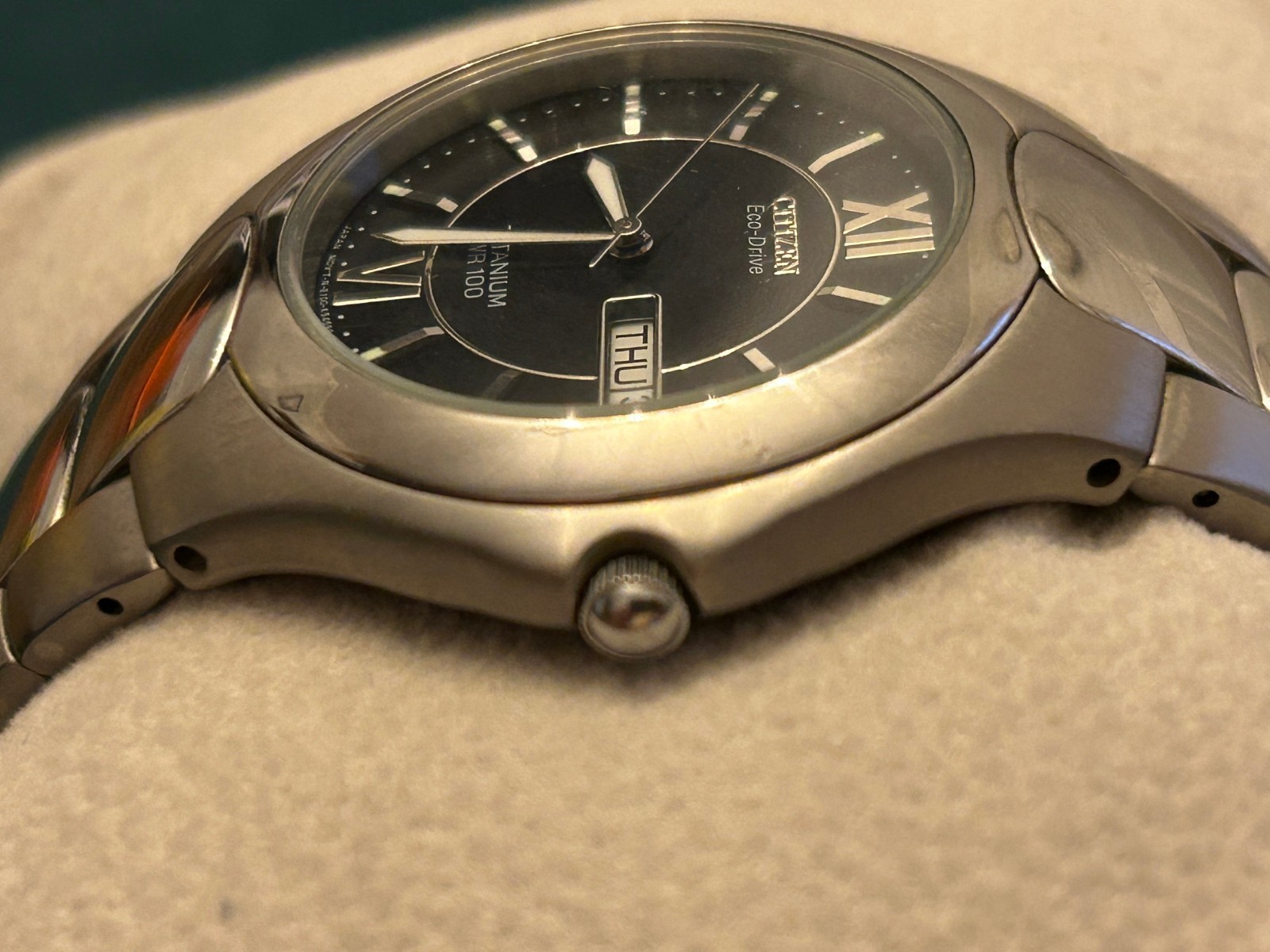 Citizen Eco-Drive Titanium Plus Extra Links WR100 E100-K18434 Mens Watch Black