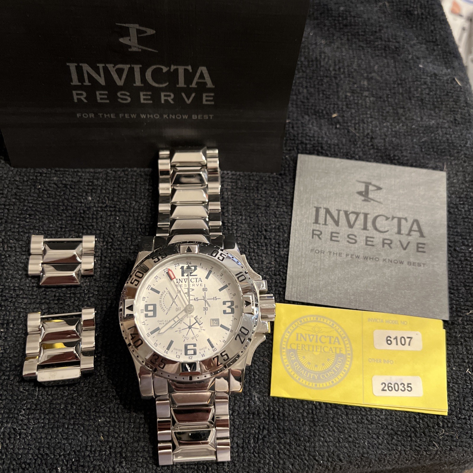 Invicta Reserve excursion Swiss GMT Model 6107 Stainless Steel need battery