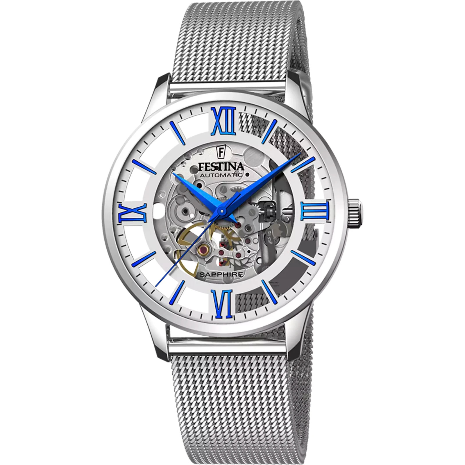 Festina F205341 Men’s Silver Stainless Steel Analog Dial Automatic Watch 41.5 mm