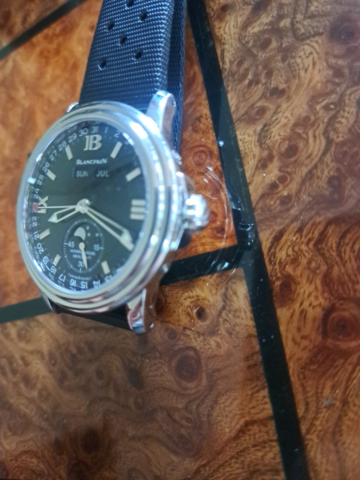 Blancpain Leman Complete Calendar Moonphase Black Dial Rare 38mm W/Box