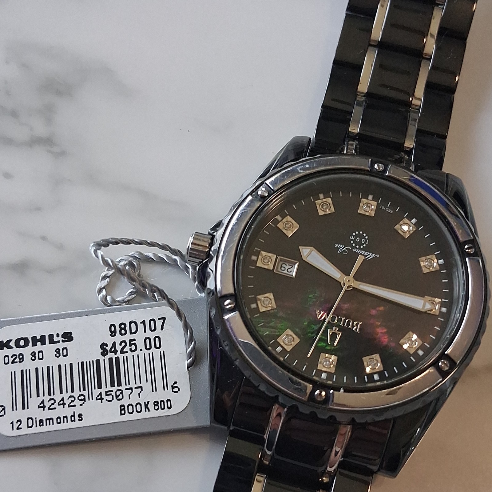 Bulova Marine Star men real diamond accent two tone stainless steel watch .