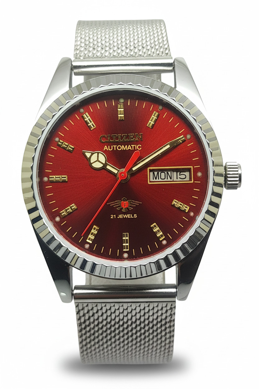 Refurbished Automatic Men’s Watch Day Date | Classic Vintage Style Steel Strap