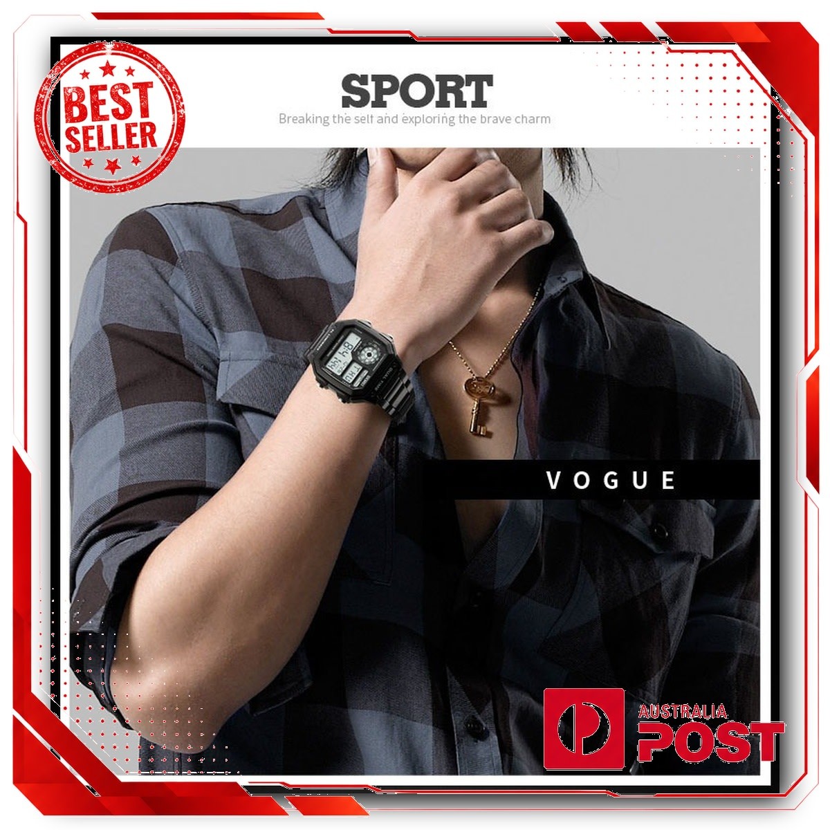 Men Digital LED Watch Date Waterproof Stainless Steel Military Sport Wrist Watch