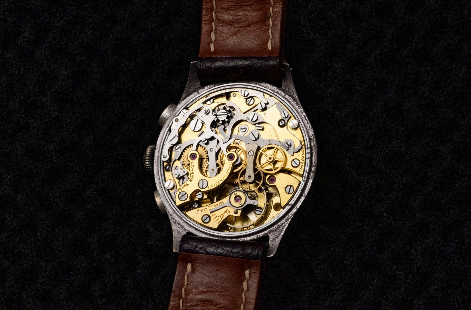 Lemania 15TL Chronograph Watch – Black Dial – Tachymeter – Circa 1938-1942