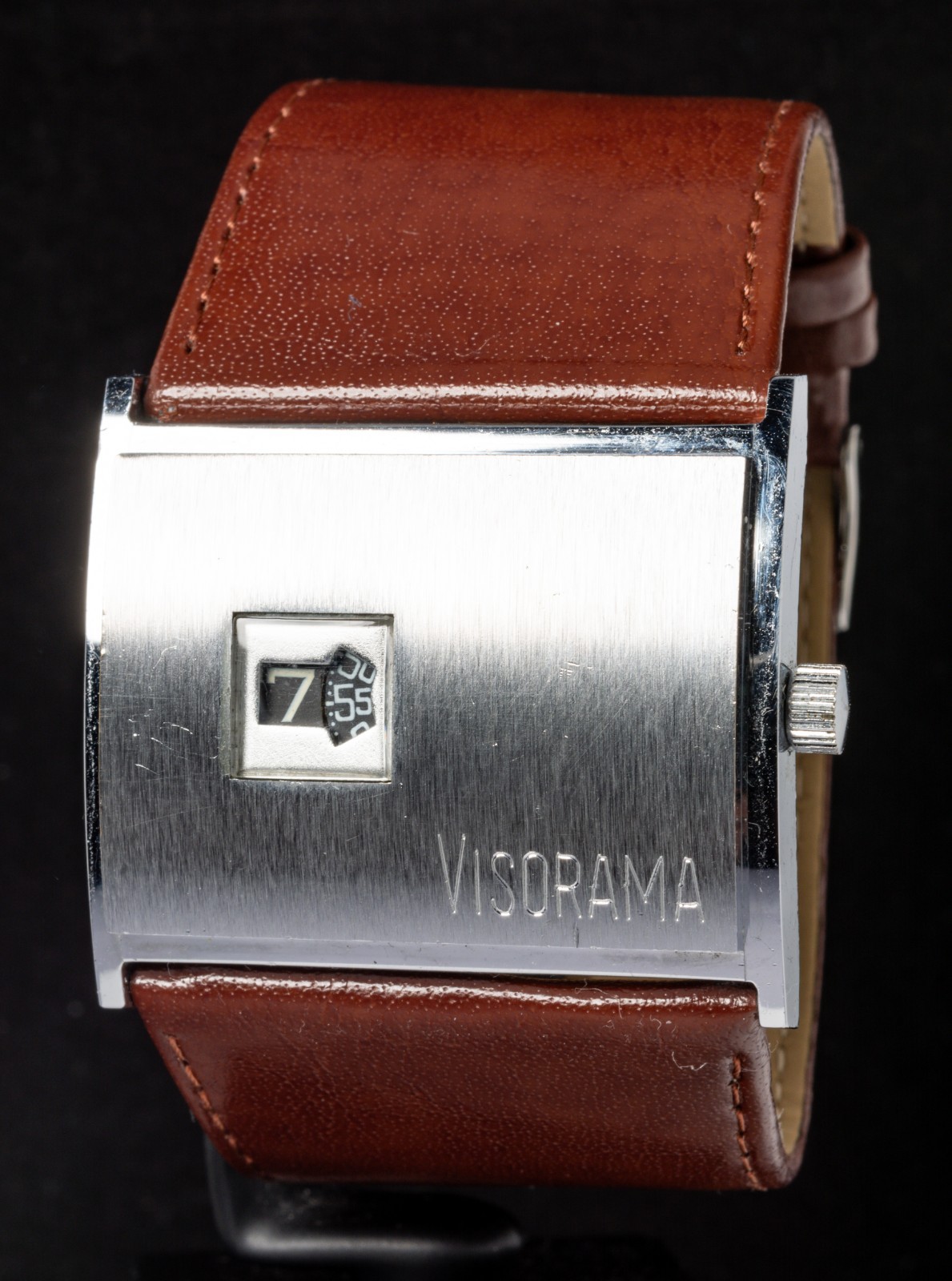 Visorama Jump Hour Space Age Brushed Men’s Hand-Wind Vintage Watch — Working