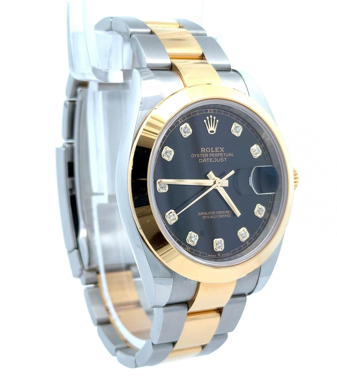 2023 Rolex Datejust 126303 Black Dial Diamond Indices Two Tone Oyster Watch