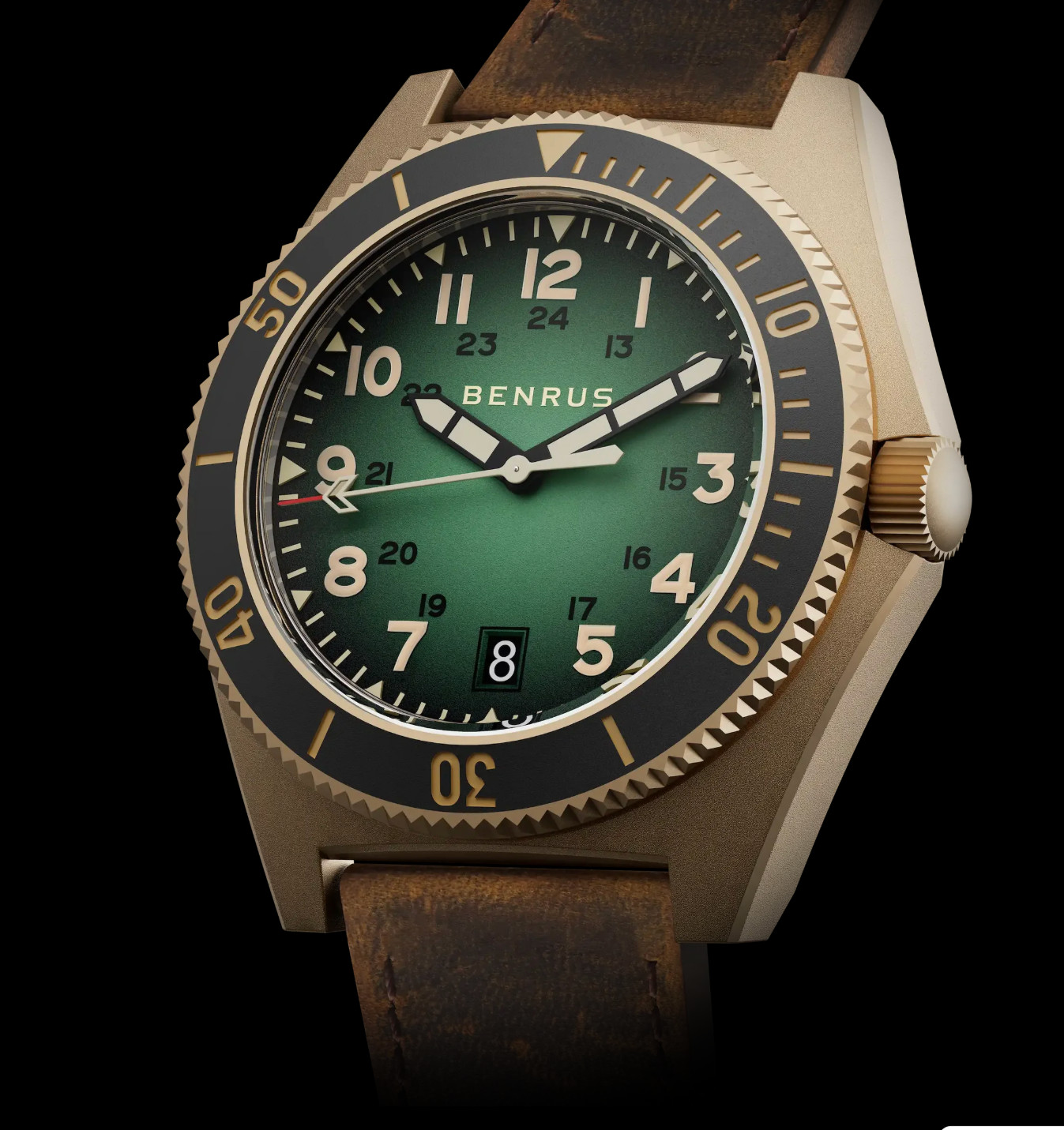 BENRUS TYPE 2 UJ 41.5mm Swiss Made Automatic Watch Bronze PVD ETA 2892 Sapphire
