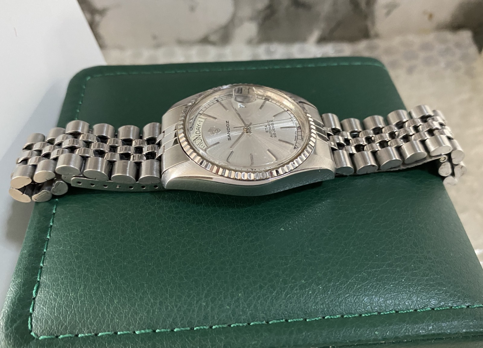 Sandoz President Day-Date Automatic Silver Dial Stainless Steel Gent’s Watch