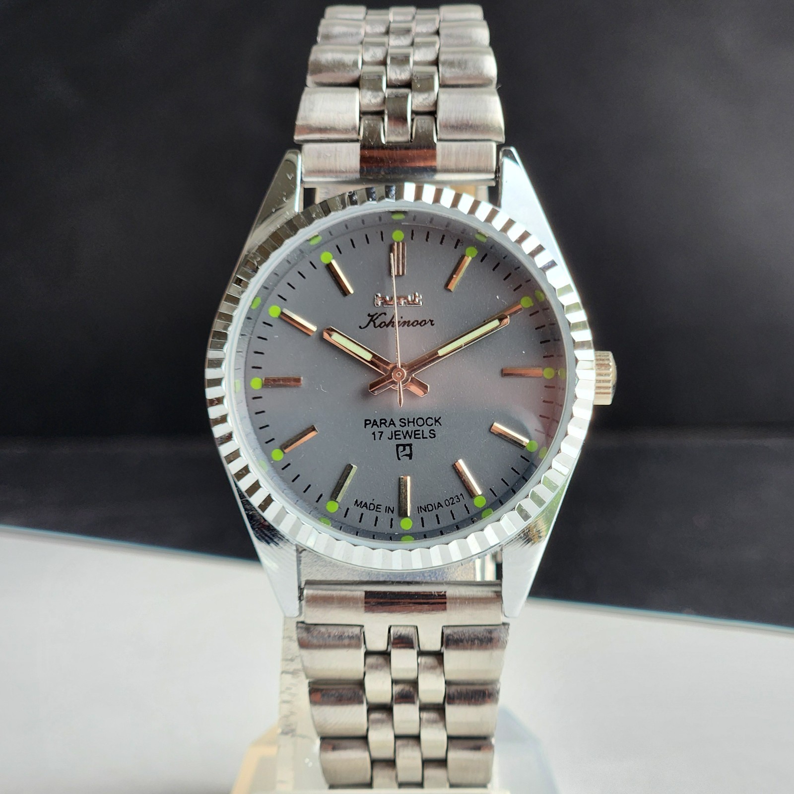 Vintage HMT Kohinoor Fluted Bezel Mechanical Hand Winding Wrist Watch A27