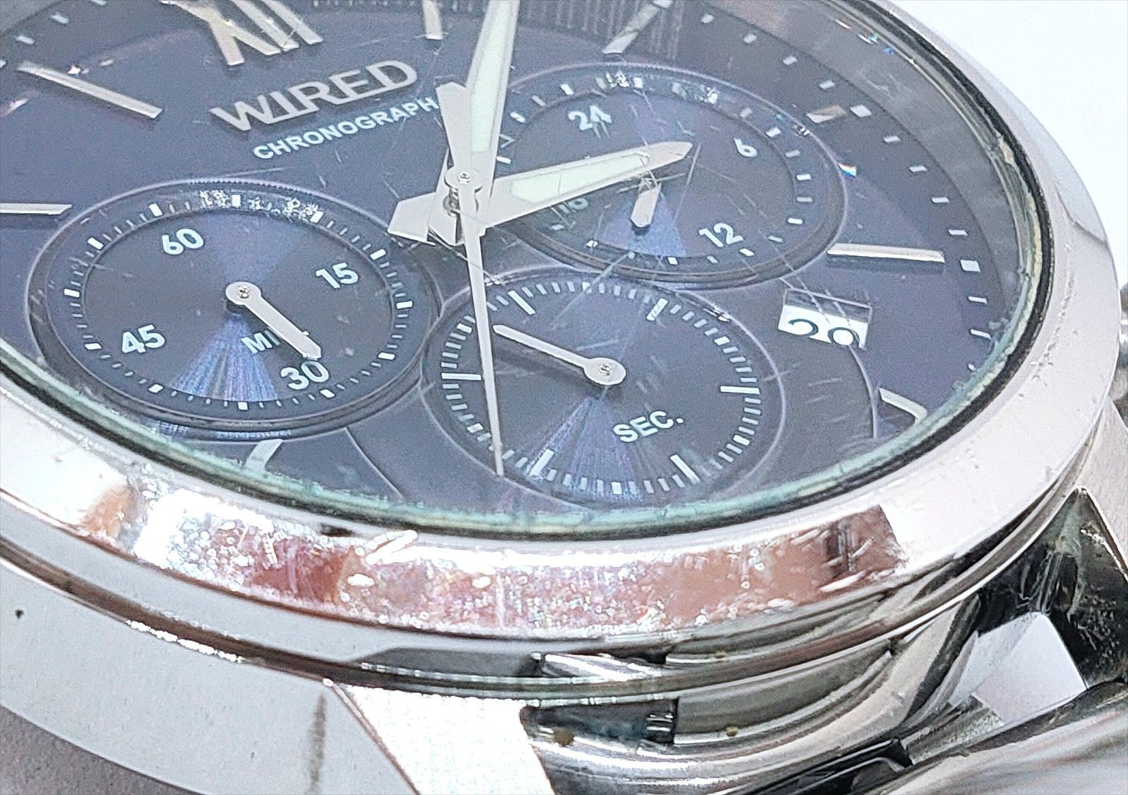 SEIKO WIRED VD53-KZB0 Chronograph Men’s Watch Blue Dial Quartz From Japan