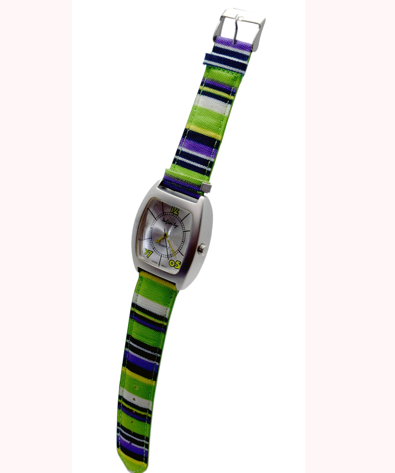 INFINITY: MULTICOLOR CANVAS LEATHER BAND OVALISH RECTANGLUAR CASE ANALOGE WATCH