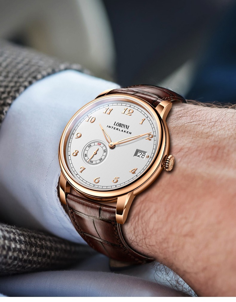 LOBINNI Men Automatic Watch 40mm Mechanical Wristwatch Hangzhou 5000 Micro Rotor