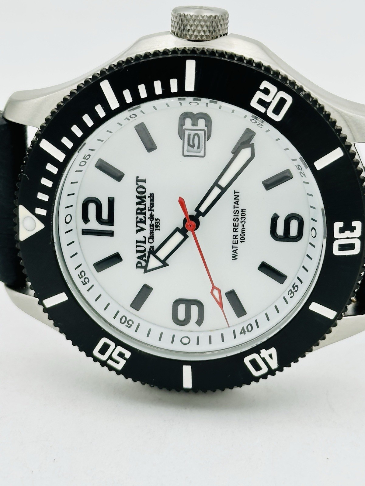 Paul Vermot Sub WR100m PV6650W/278 Quartz Stainless Steel Watch New