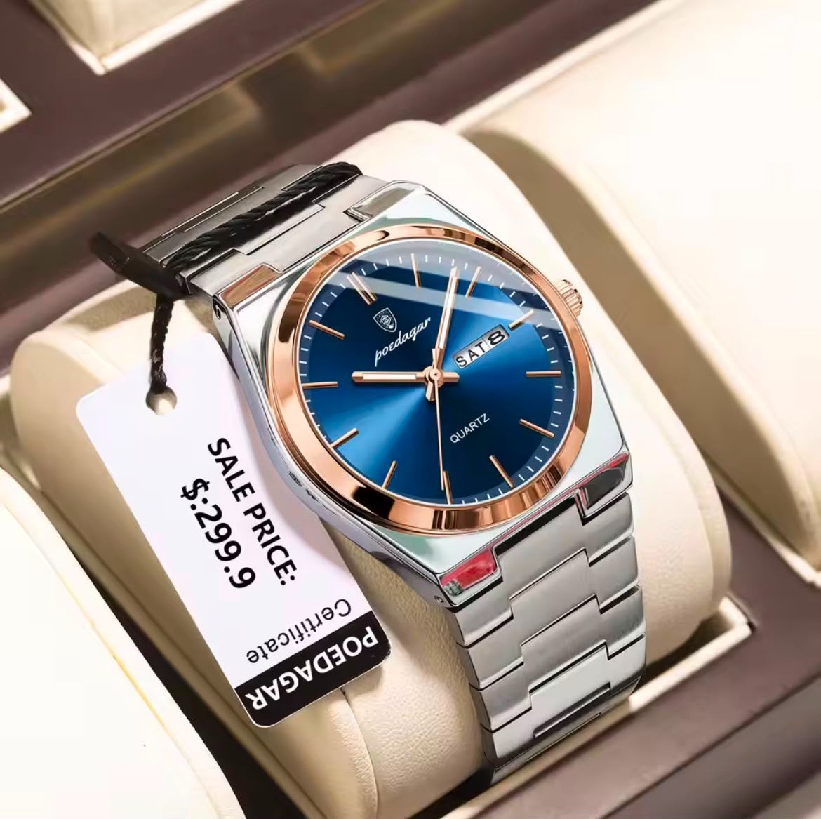 POEDAGAR Luxury Men’s Watches Waterproof Luminous Date Week Men Watch Stainless