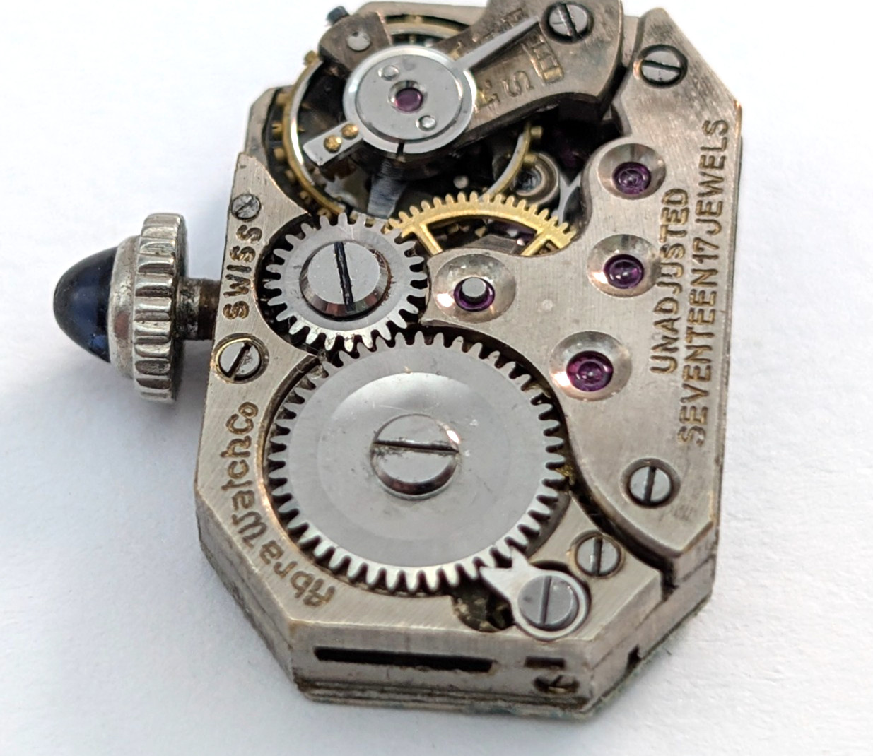 Antique ABRA 17 Jewels Art Deco Ladies 13mm Swiss Watch Movement PARTS or REPAIR