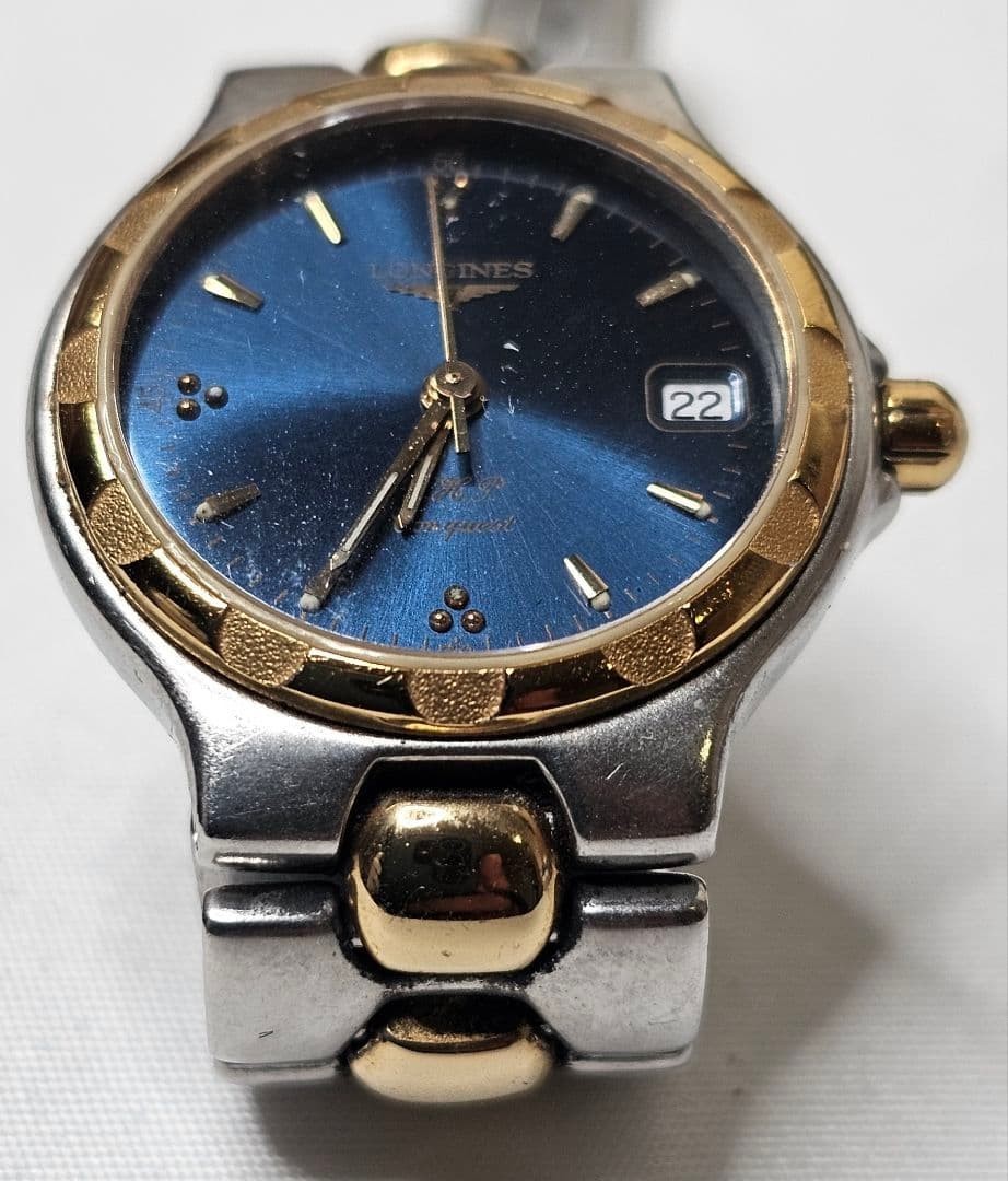 Vintage Longines Conquest L1.113.3 VHP Ladies Watch Navy Blue For Parts Junk JPN