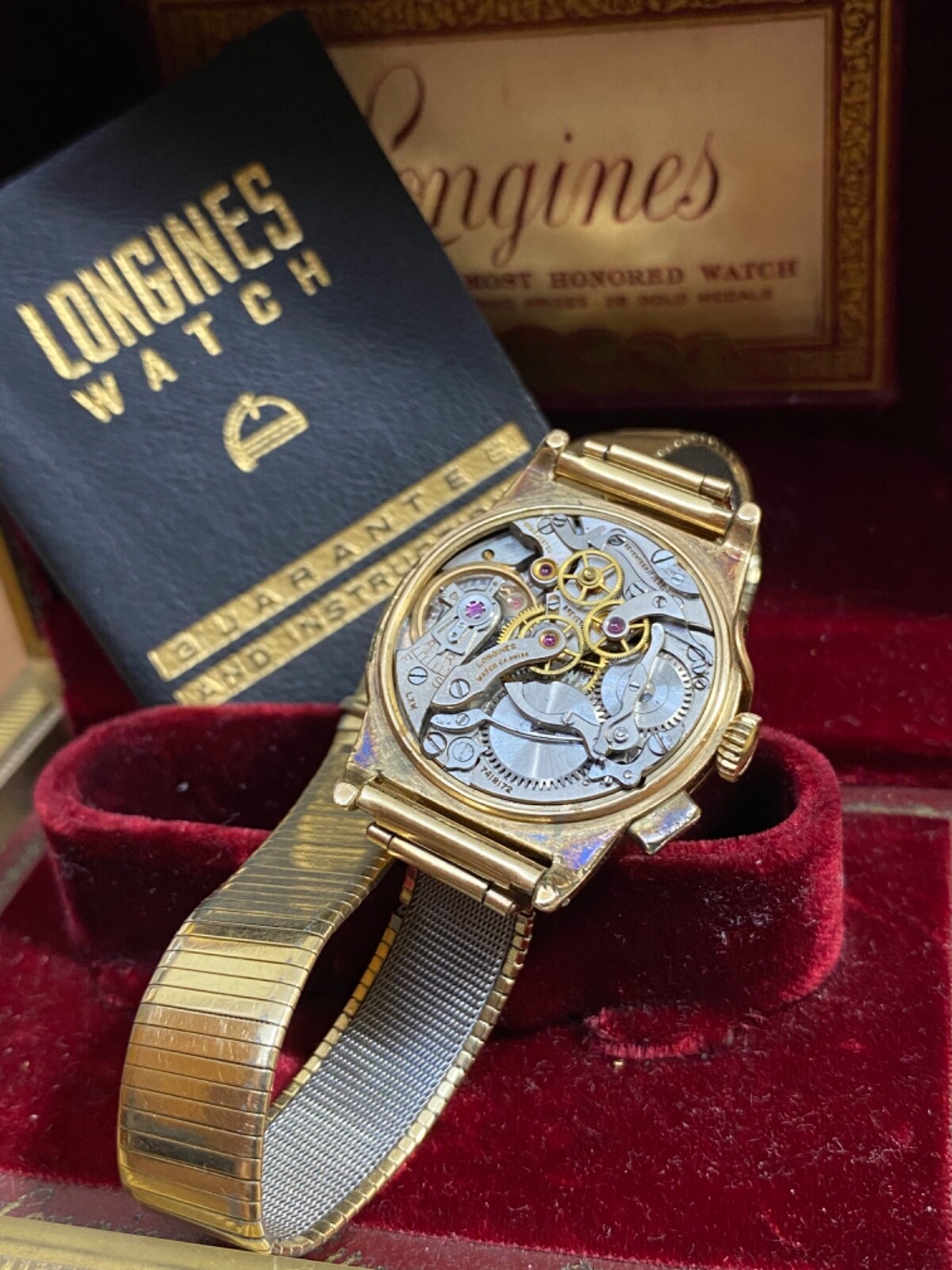 vintage Longines Chronograph Flyback 12.68Z Pilot Forstner Komfit Guards PLSREAD