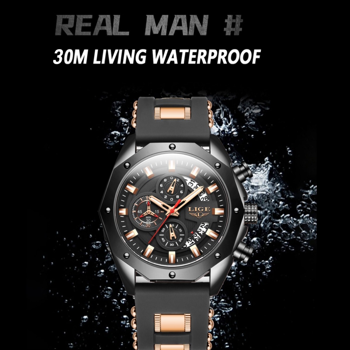 LIGE Men’s Watch Quartz Analog Luminous 3ATM Waterproof Luxury Casual Wristwatch