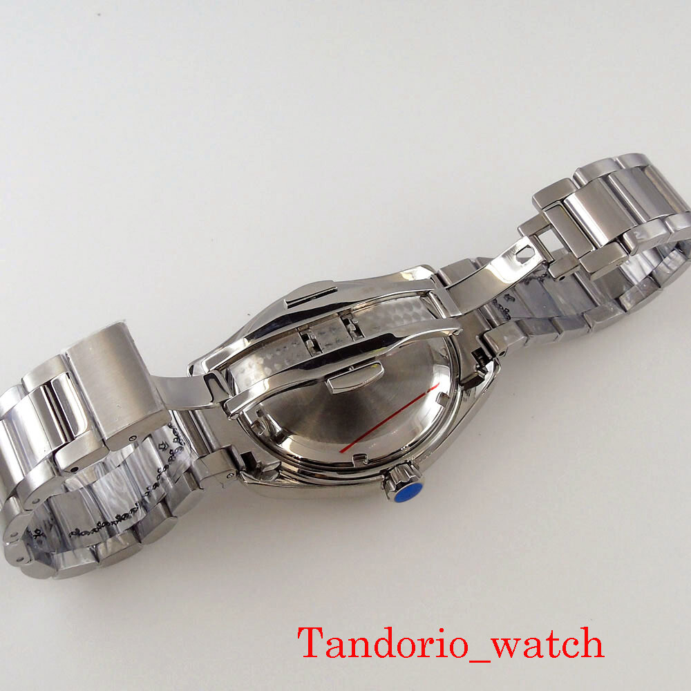 40mm Automatic Japan NH35A Movement Mens Watch Green Dial Date Screw Down Crown