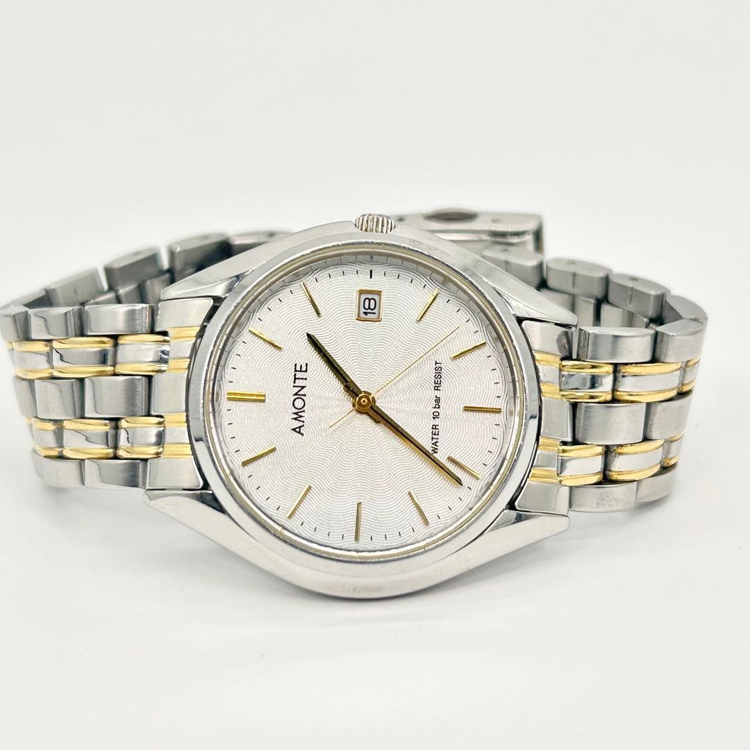 AMONTE Mens Quartz Stainless Steel Silver Wristwatch 37x40mm