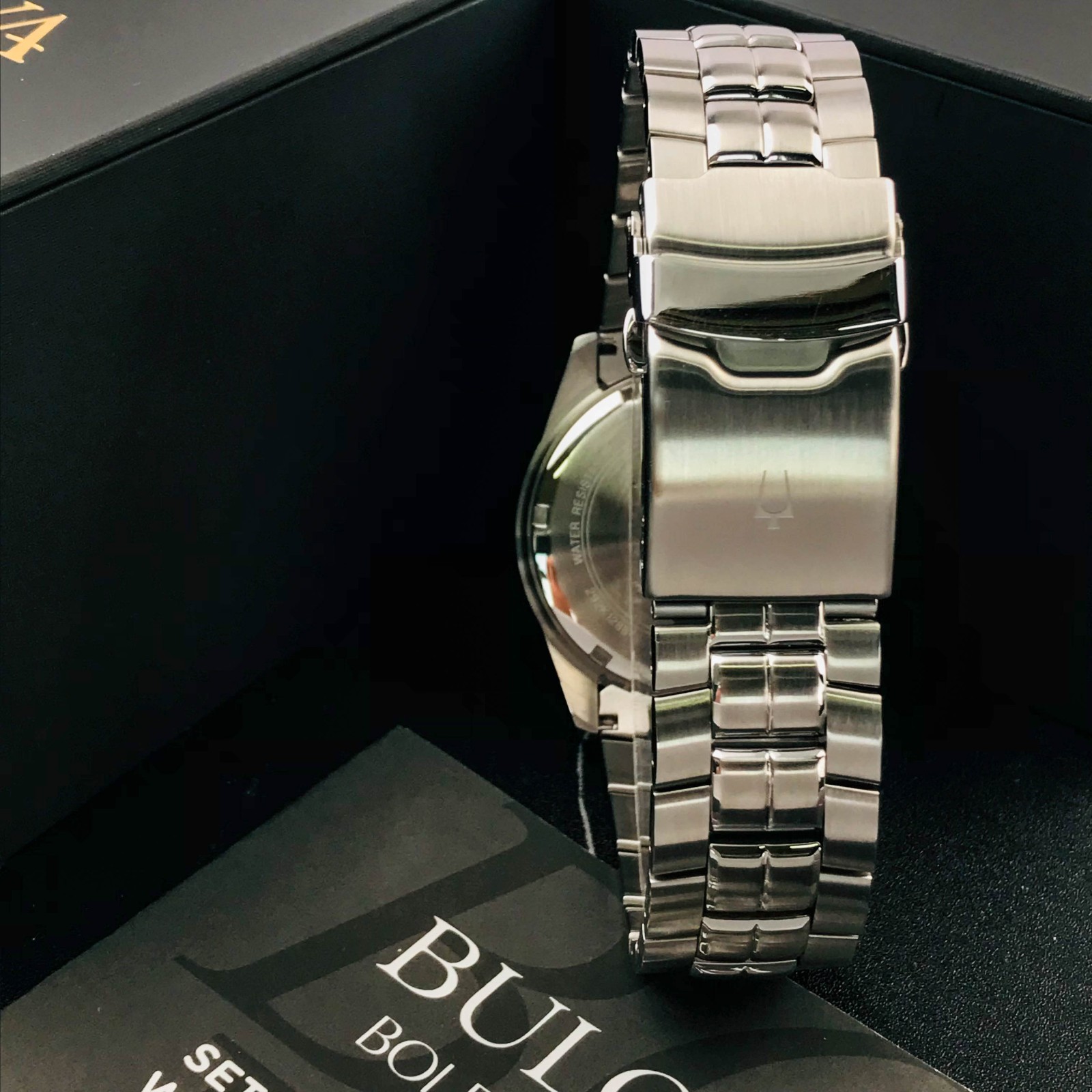 Bulova 98B401 Men’s Marine Star Quartz Chronograph Black Dial Steel Watch 41.5mm