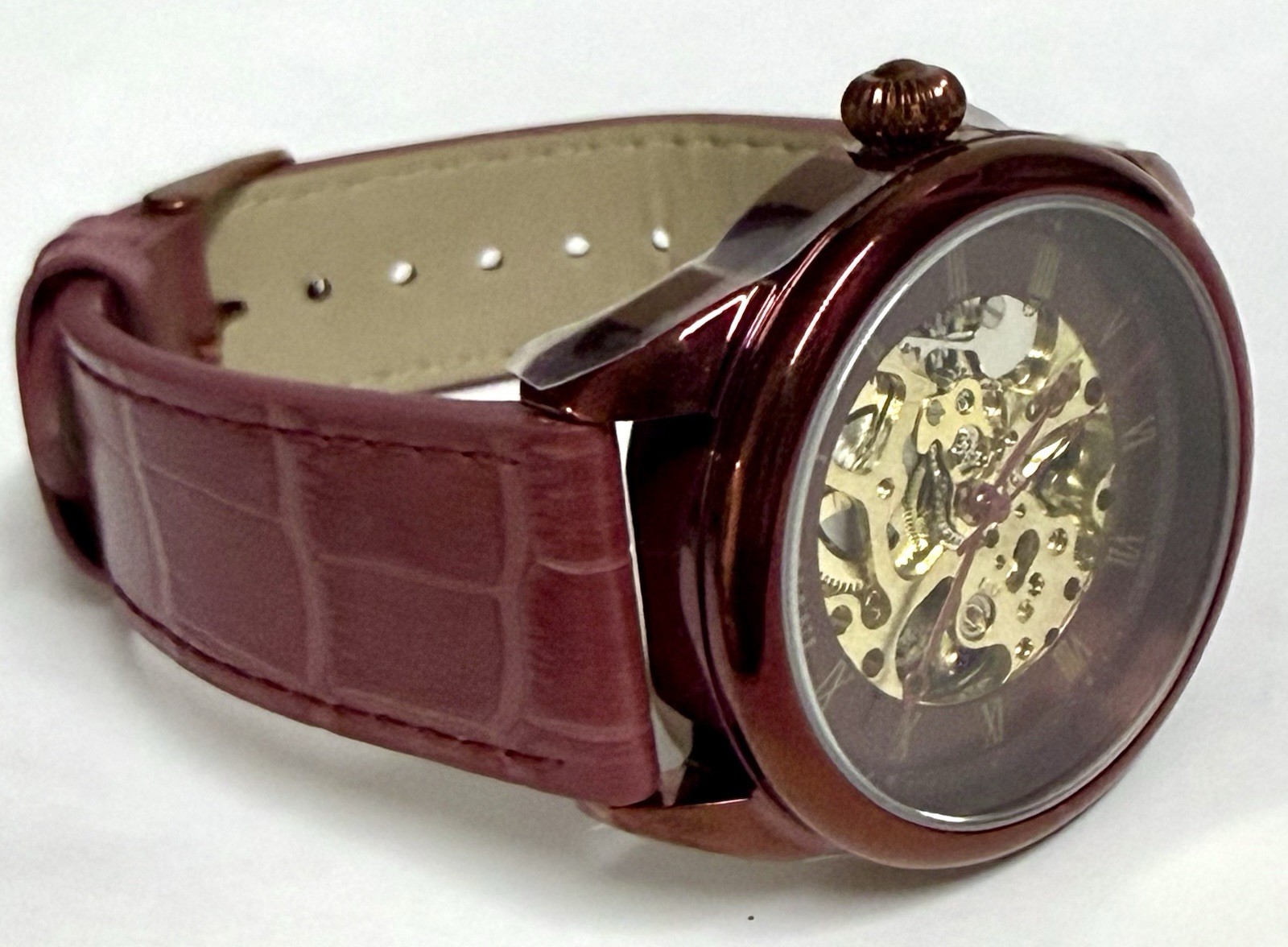 42mm Burgundy Case & Strap | Skeleton Mechanical Manual| Invicta SPECIALTY Watch