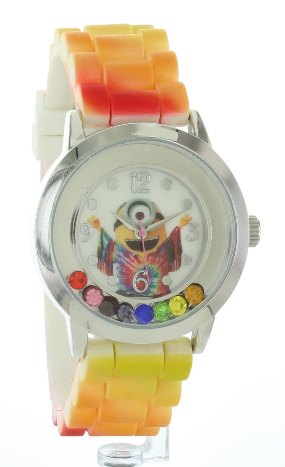 Minions Watch Universal Studios Multicolor Silicone Band Round 40 mm White Dial