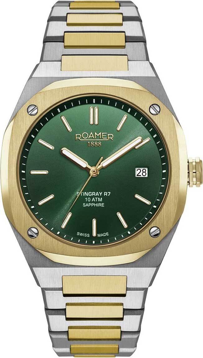 Roamer 854833 47 75 50 Stingray R7 green silver gold Steel Men’s Watch NEW