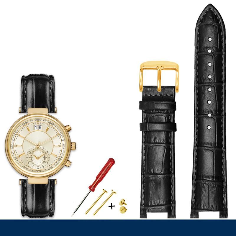 Fashion Notched Cowhide Watch Strap for Michael Kors Watch Mk6985 6986 Mk2425 /