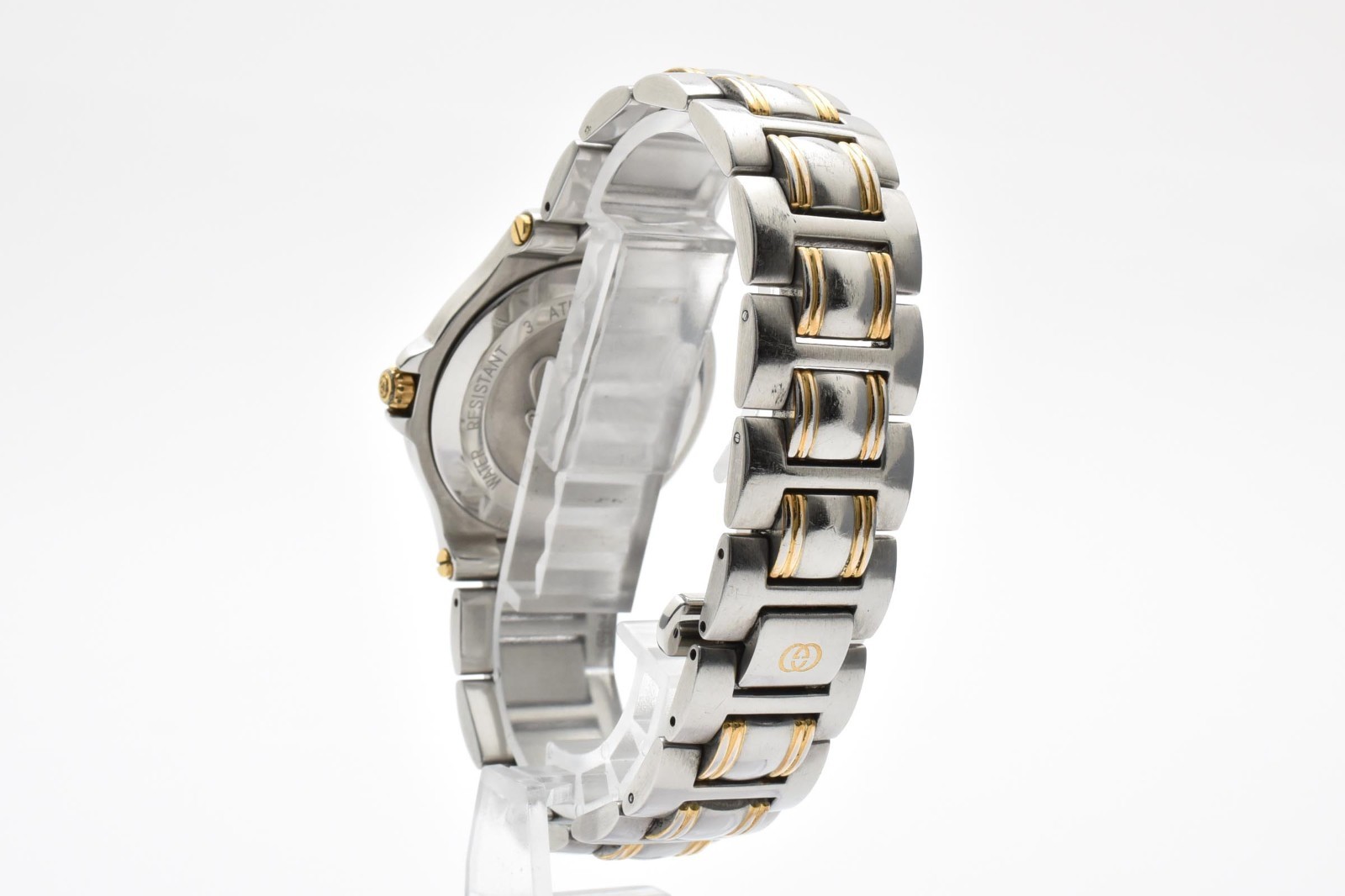 [Exc+5] GUCCI 9040M Quartz Ivory Dial Date Two-Tone Stainless Men’s Watch 18cm