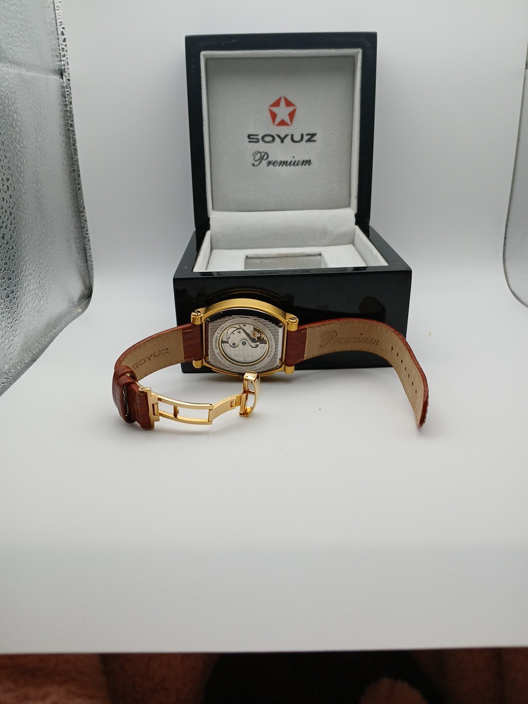 Soyuz Premium Skeleton Chronograph 23k Gold Pl Rare Model Automatic Movement Lux
