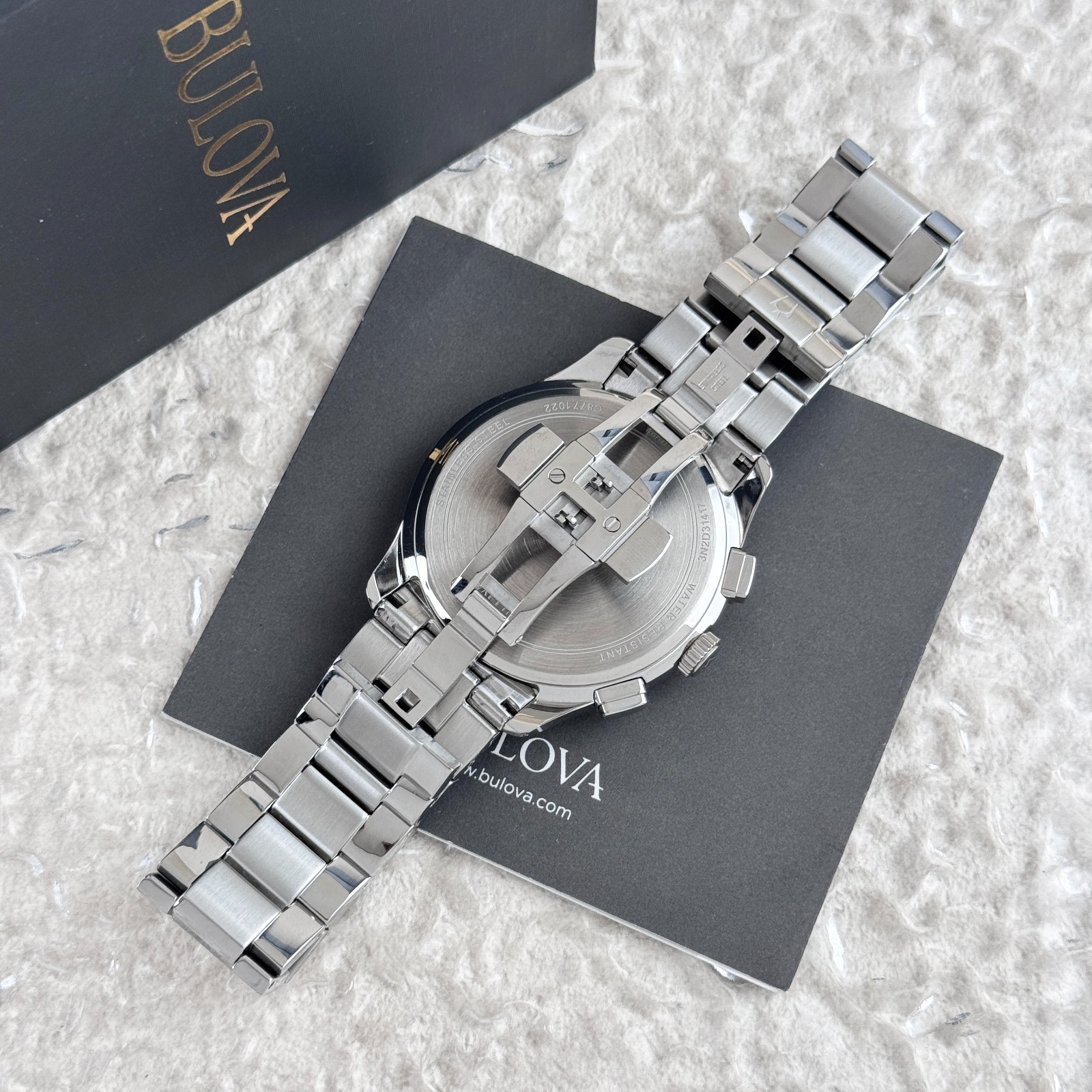 Bulova Men’s Classic Wilton Black Dial Stainless Steel Chronograph Watch 96B288