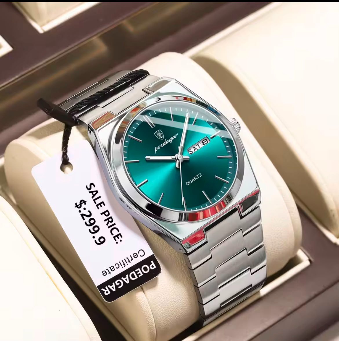 POEDAGAR Luxury Men’s Watches Waterproof Luminous Date Week Men Watch Stainless