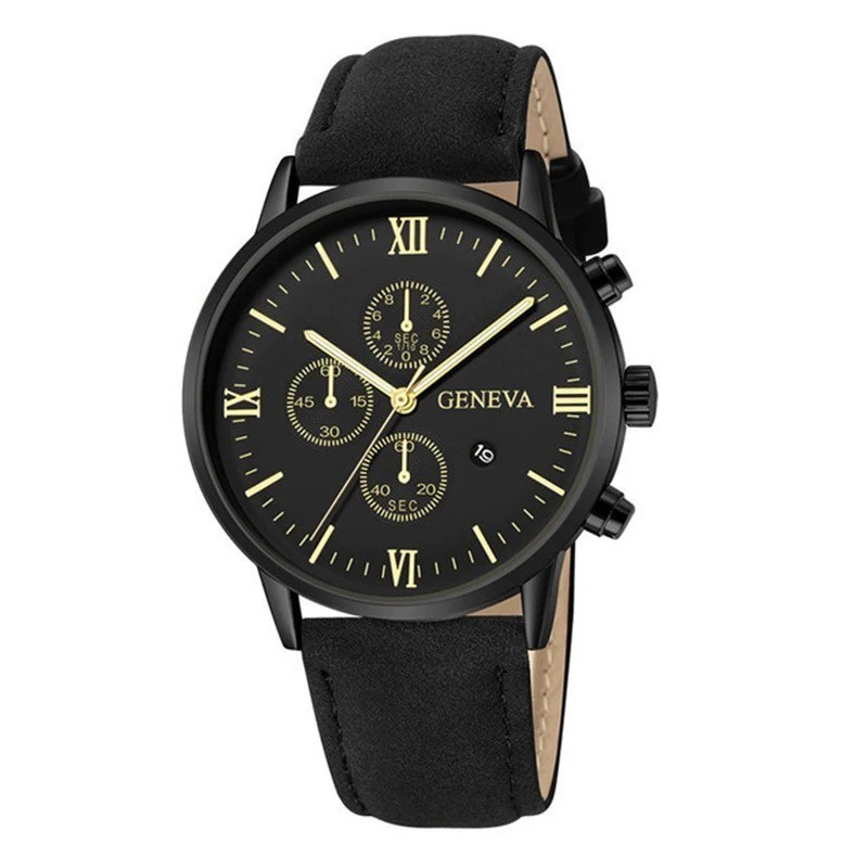 1 PCS Men’s Watch Casual Leather Band Analog Quartz Watches with Calendar