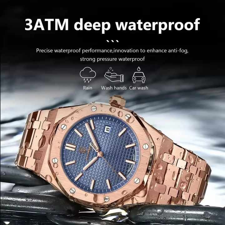 Mens Waterproof Luminous Watch Luxury Stainless Steel Quartz Wristwatch Mens New