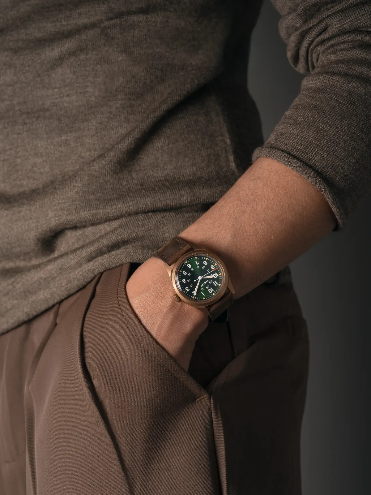 BENRUS DTU UB Swiss Automatic 38mm Bronze PVD Field Watch DTU-BR-G-038-03