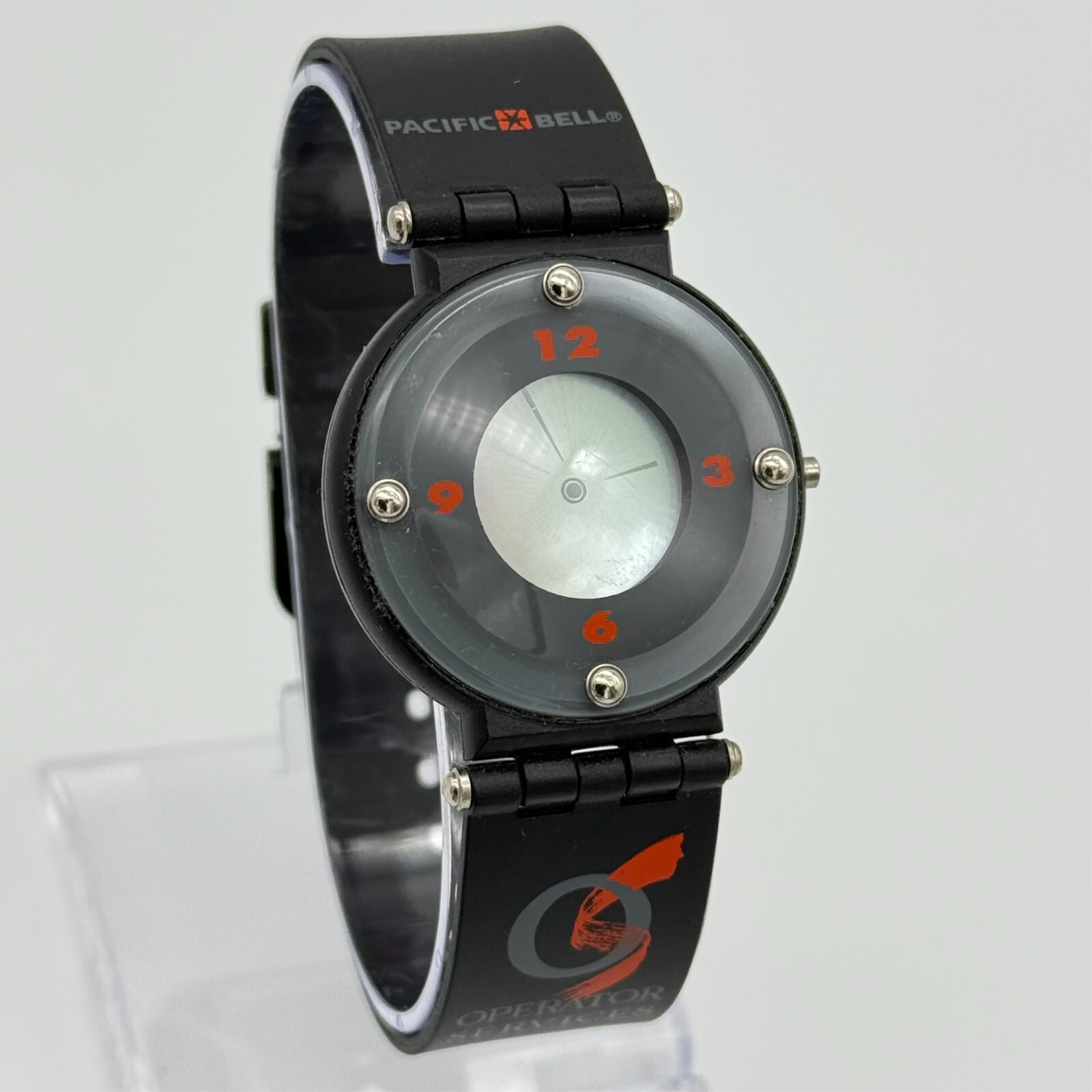1990s Unisex PACIFIC BELL Analog-Digital Operator Services Black Resin Watch