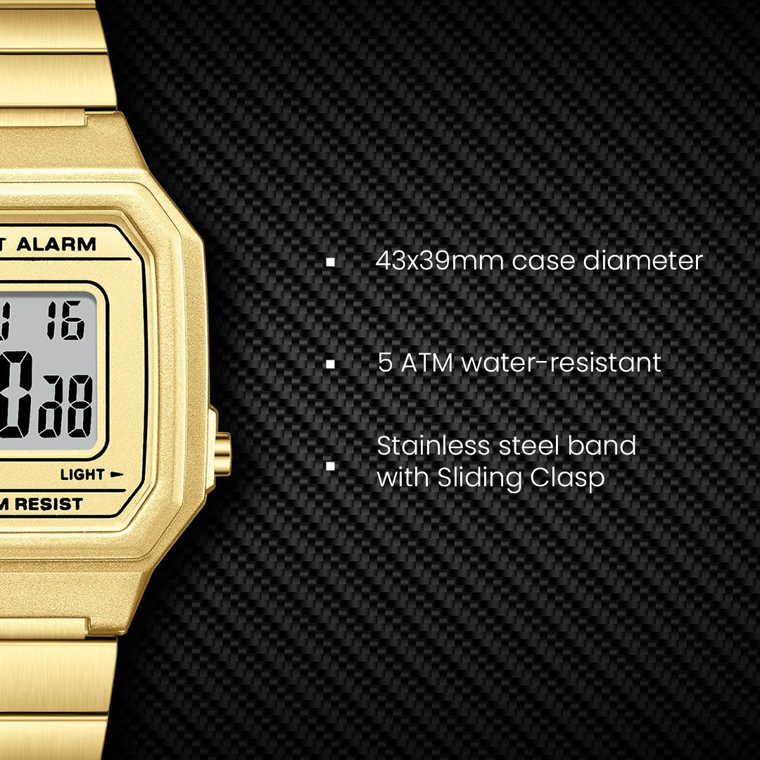 Kenneth Scott Women’s Digital Watch | Champagne Dial, 43mm, 50 m (5 ATM)