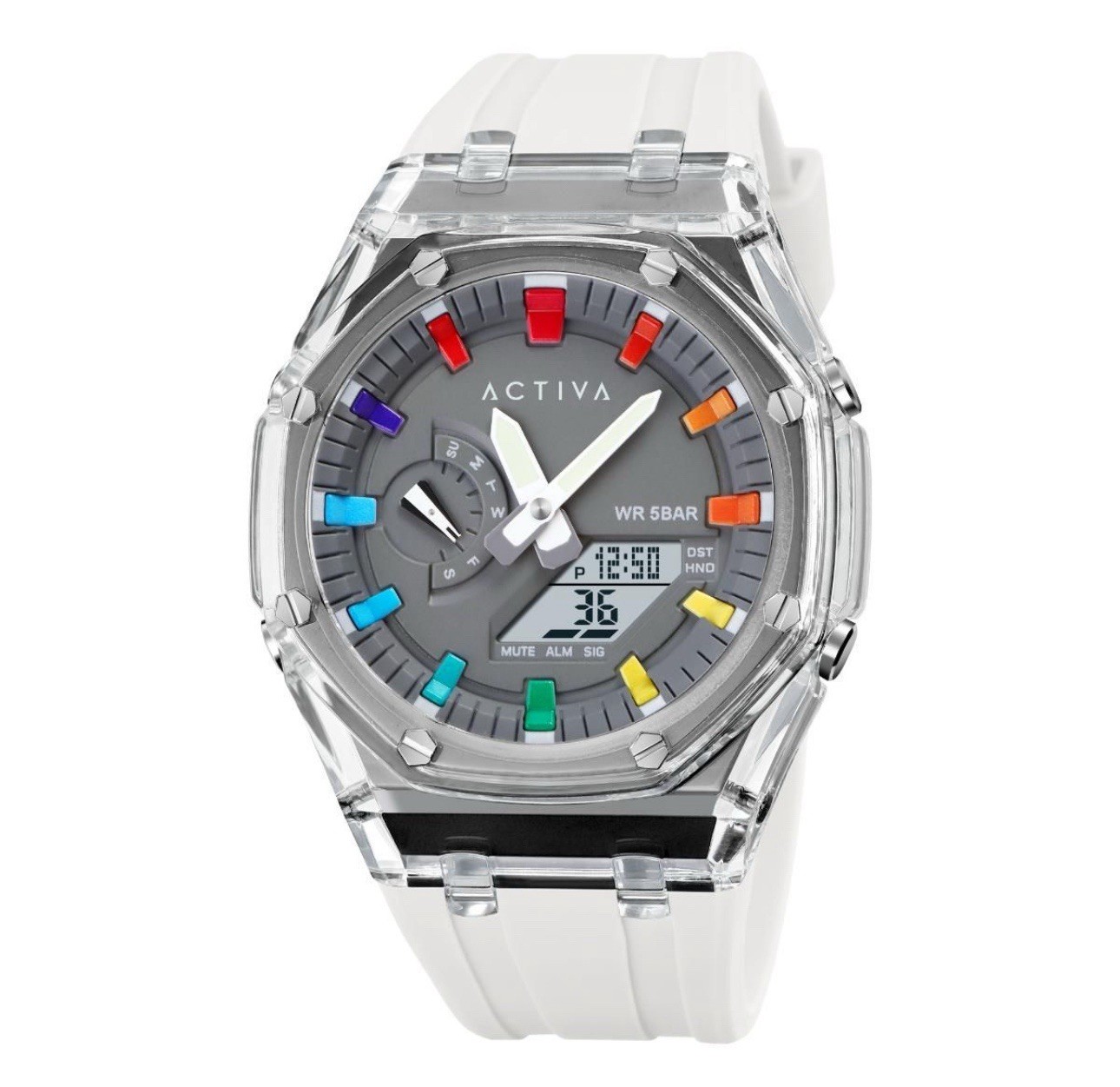Activa X Invicta Men’s Digital Watch 44.2mm White Multicolor ACW2100-003