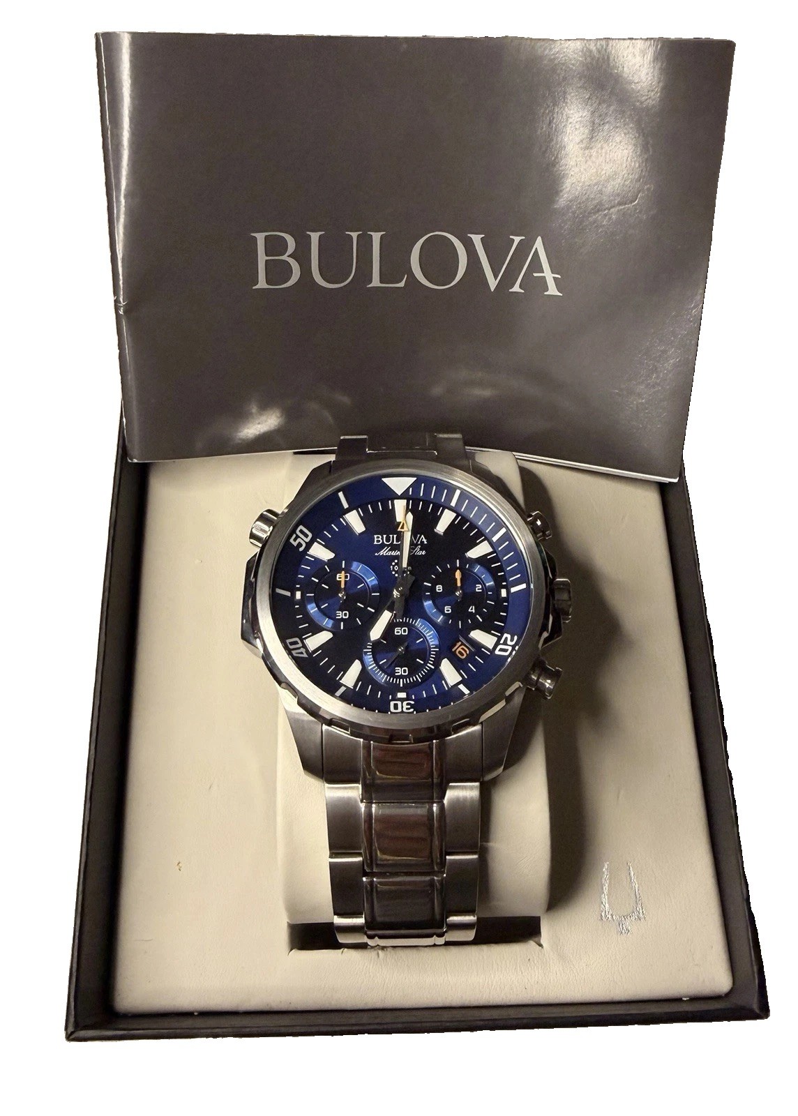 Bulova Marine Star 96B256 Men’s Chronograph Watch – New In Box w/ Manual