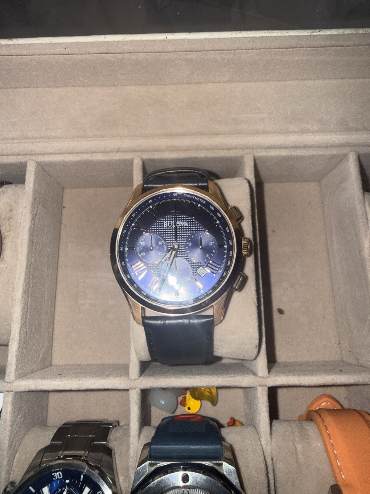 Bulova Men’s Classic Wilton Chronograph Blue Dial Leather Strap Watch 97B170